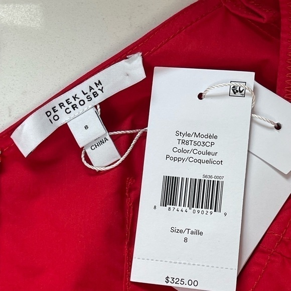 10 Crosby Derek Lam Red One Mini Dress Size 8 Party Wedding Shower Cruise NWT - Picture 10 of 13